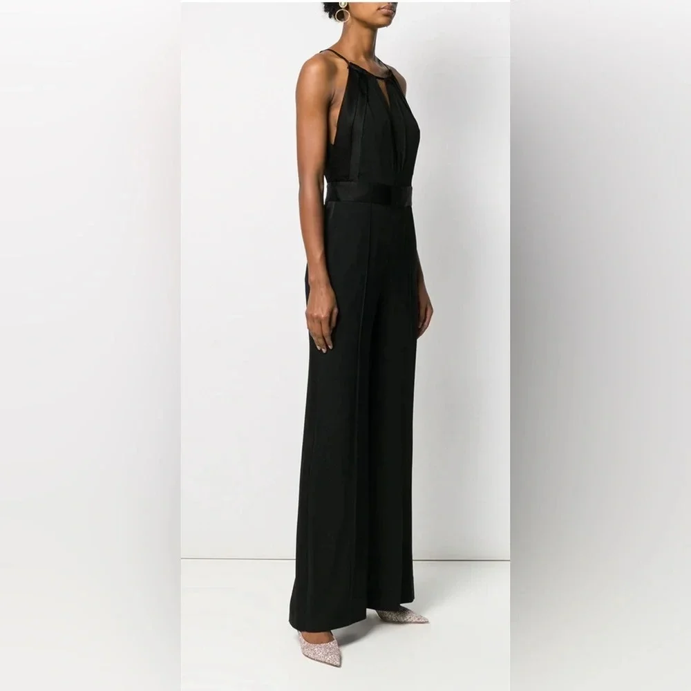 NWT- Black Diane Von Furstenberg Ireland wide-leg jumpsuit in black- size 4 - Picture 2 of 9
